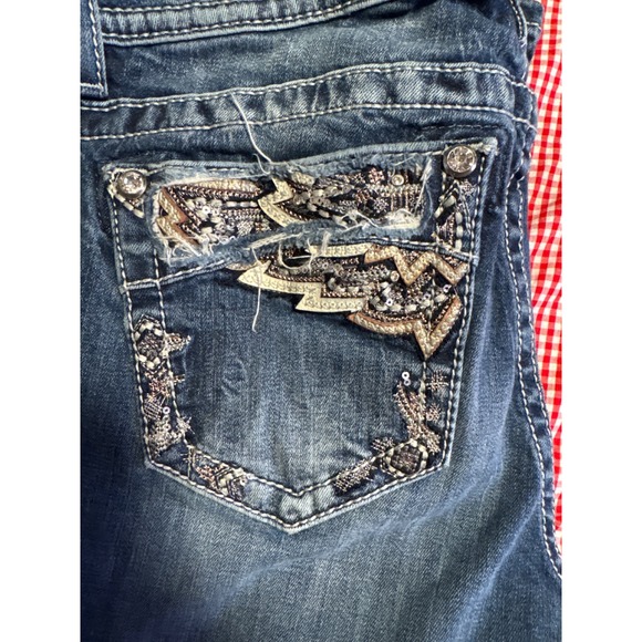 Miss Me Jeans Women's Easy Straight Mid Rise Distressed Embellished Pockets 32 - Picture 7 of 7